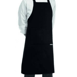 Kuchařská zástěra EGOchef ke krku s kapsou – Černá 85×90 ​​cm