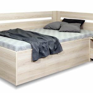 Rohová postel Richardo 120×200 s úložným prostorem a roštem, pravá