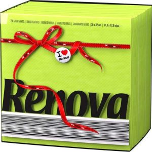 Papírové ubrousky RENOVA, 70 ks, 1 vrst. Barva: Zelená