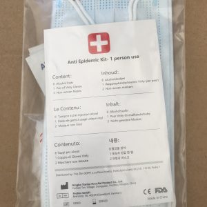 Ochranný cestovní balíček 3v1: rouška, rukavice a antibakteriální ubrousek