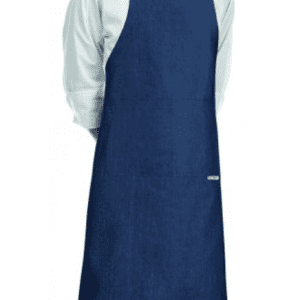 Kuchárska zástera EGOchef ku krku s vreckom – Jeans 85×90 cm