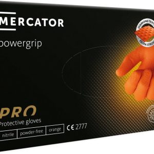 Rukavice nitrilové Mercator Medical Powergrip, 50 ks, oranžové, nepudrované Velikost: M