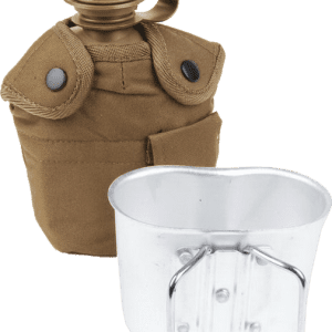 Láhev polní US 1 l s obalem a šálkem okrová