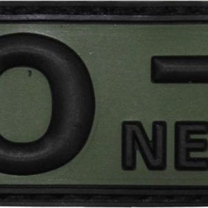 Nášivka gumová 3D: Krevní skupina 0 NEG [50×25] olivová