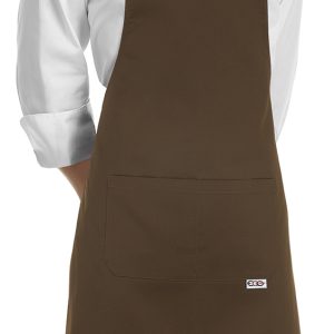 Kuchařská zástěra EGOchef ke krku s kapsou hnědá 90×70 cm