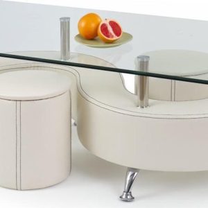 Halmar Konferenční stolek Nina 3 H, /bílý + taburety