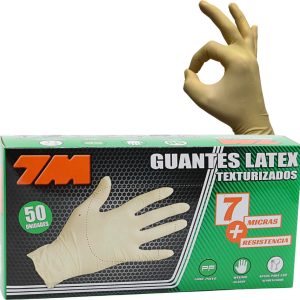 Rukavice latexové 7M, 50 ks, krémové, nepudrované – ULTRA PEVNÉ Velikost: M