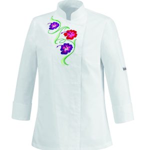 Dámský kuchařský rondon EGOchef FLOWERS – bílý XS