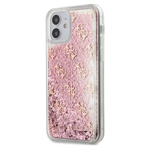 Pouzdro Guess 4G Liquid Glitter TPU GUHCP12SLG4GSPG Apple iPhone 12 Mini 5,4 Pink