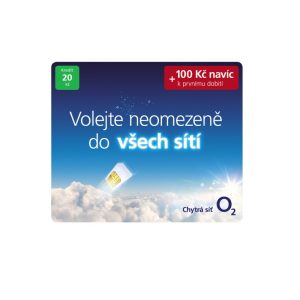 O2 GO SIM KARTA – Kredit 20,- Kč + 100Kč navíc při 1.dobití 8595106658511