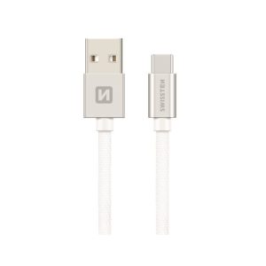 Swissten 71521103 USB 2.0 typ A na C, USB 2.0, zástrčka A – zástrčka C, opletený, 0,2m, stříbrný