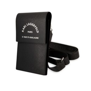 Pouzdro Karl Lagerfeld Saffiano Rue Saint Guillaume Wallet Phone Bag Black