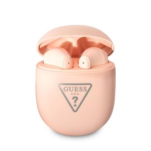Sluchátka Bluetooth TWS Guess True Triangle Logo BT 5.2 4H GUTWST82TRP + dobíjecí pouzdro růžová
