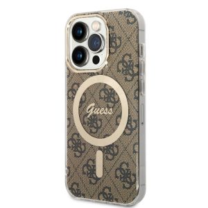 Pouzdro Guess IML 4G MagSafe zadní kryt pro Apple iPhone 15 PRO Brown