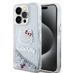 Pouzdro Hello Kitty Liquid Glitter Electroplating Head Logo pro Apple iPhone 13 PRO Transparent