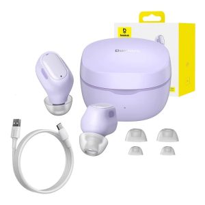 Sluchátka Bluetooth TWS Baseus Encok Bowie WM01 V5.3 + dobíjecí pouzdro fialová