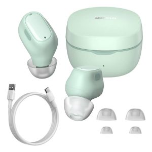 Sluchátka Bluetooth TWS Baseus Encok Bowie WM01 V5.3 + dobíjecí pouzdro zelená