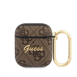 Pouzdro Guess 4G Script PC/PU pro Apple AirPods 1/2 Brown