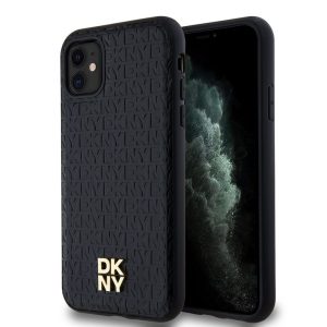 Pouzdro DKNY PU Leather Repeat Pattern Stack Logo Magsafe zadní kryt Apple iPhone 11 Black
