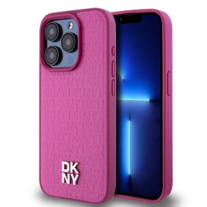 Pouzdro DKNY PU Leather Repeat Pattern Stack Logo Magsafe zadní kryt Apple iPhone 15 PRO MAX Pink