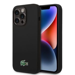 Pouzdro Lacoste Liquid Silicone Microfiber Croc Logo Magsafe kryt Apple iPhone 15 PRO MAX Black