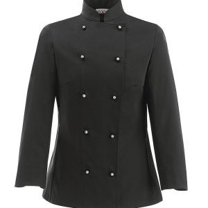 Dámský kuchařský rondon EGOchef BLACK WOMAN – knoflíky L