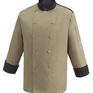 Kuchařský rondon EGOchef béžový s lemováním – dlhý rukáv 4XL