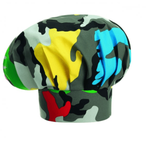 Kuchařská čepice EGOchef vysoká – barevný maskáč