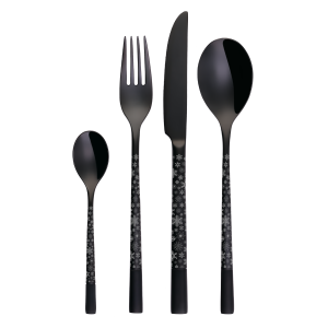 Sada příborů 4 ks – Luxus PVD černý – Snow