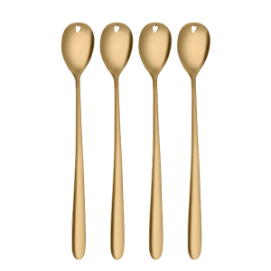 Latté lžičky se srdíčkem zlaté 4 ks set – Love Cutlery