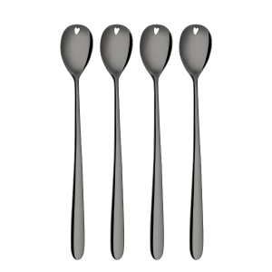 Latté lžičky se srdíčkem šedé 4 ks set – Love Cutlery
