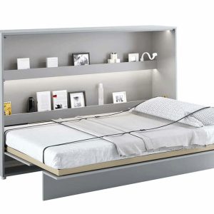 Široká sklápěcí postel ve skříni MONTERASSO, 120×200, šedá