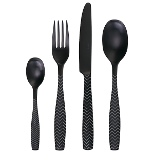 Sada příborů 24 ks – Gaya All Satin černý – Chevron