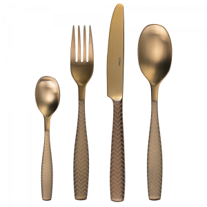 Sada příborů 24 ks – Gaya All Satin zlatý – Chevron
