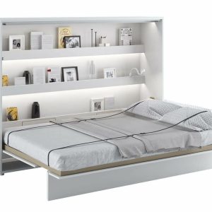 Široká sklápěcí postel dvoulůžko MONTERASSO, 140×200, bílá lesk