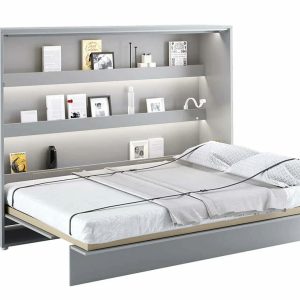 Široká sklápěcí postel dvoulůžko MONTERASSO, 140×200, šedá