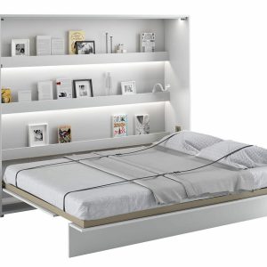 Široká sklápěcí postel dvoulůžko MONTERASSO, 160×200, bílá lesk