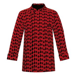 Kuchařský rondon TOMA Lebky 100% bavlna – dlouhý rukáv L