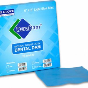 TOP GLOVE Latexová blána Dental Dam, 52 ks, 12.7 x 12.7 cm, máta Barva: Světle modrá
