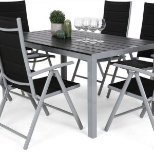 Home Garden Zahradní set Ibiza se 6 židlemi a stolem 150 cm, stříbrný/černý