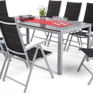 Home Garden Zahradní set Ibiza s 8 židlemi a stolem 185 cm, stříbrný/černý