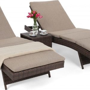 Home Garden Zahradní sestava polohovatelných lehátek a stolku Bora Bora, /melange