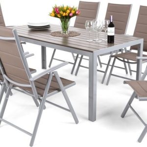 Home Garden Zahradní set Ibiza s 8 židlemi a stolem 185 cm, stříbrný/taupe