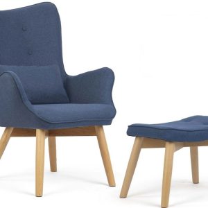 Global Income s.c. Čalouněné křeslo Alva s taburetem a polštářem