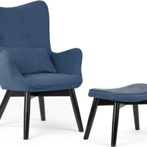 Global Income s.c. Čalouněné křeslo Alva s taburetem a polštářem