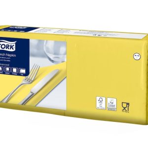 477841 Tork žlutý ubrousek – oběd, 33 x 33 cm, 2 vrstvy, 1/4, 200 ks