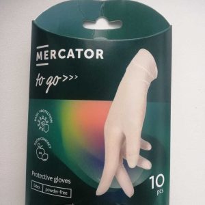Rukavice latexové Mercator Medical to go, 10 ks, bílé, nepudrované Rozměr: XL