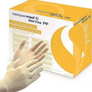 Rukavice sterilní chirurgické latexové Sempermed Derma PF, 100 ks, bílá, nepudrované Rozměr: 9
