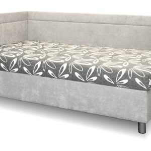 Rohová čalouněná postel s úložným prostorem Sára, 140×200 cm