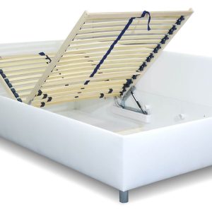 Rohová zvýšená čalouněná postel Ryana, s úložným prostorem, 90×200